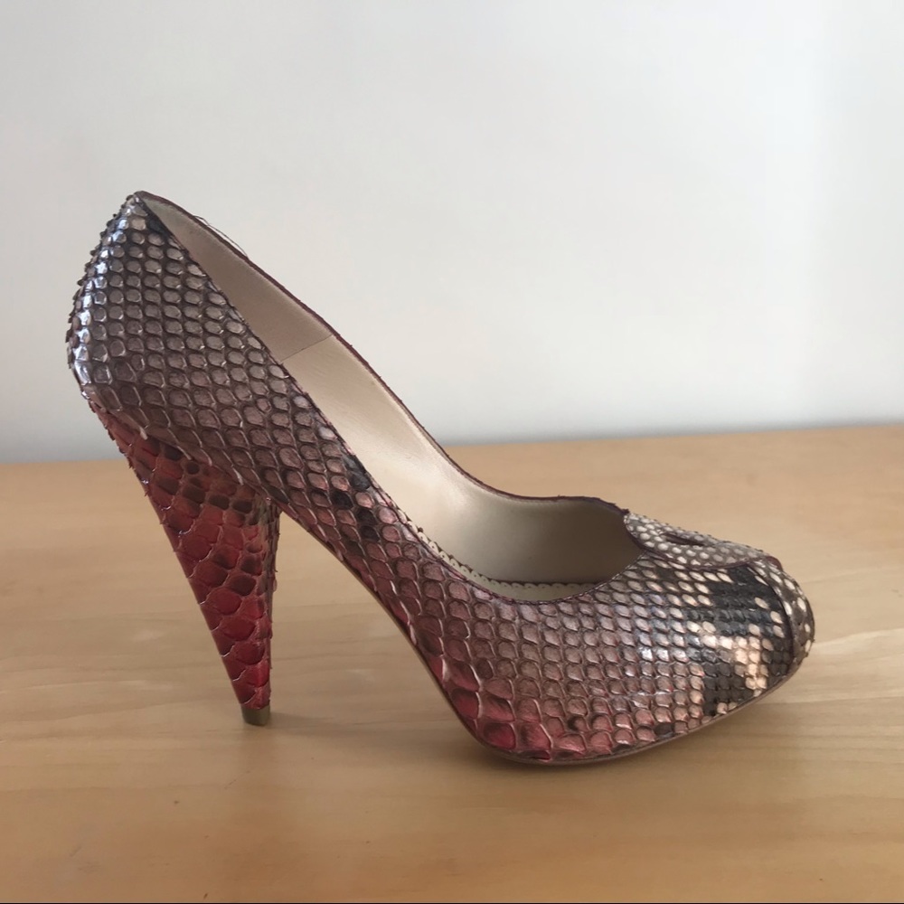 Oscar de le Renta Two-Tone Python Pumps - Picture 5 of 8